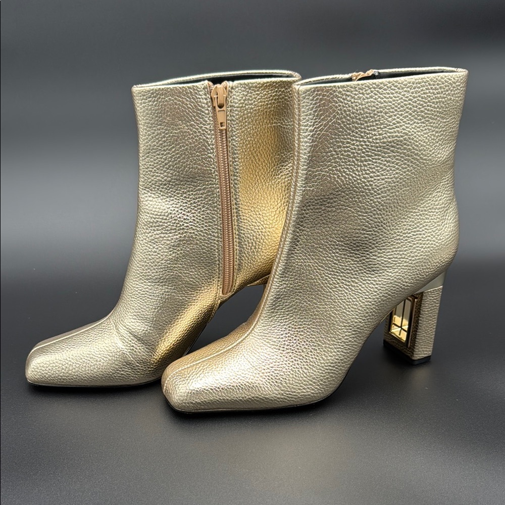 Katy Perry Collections Gold Heeled Boots with Modern Square Toe